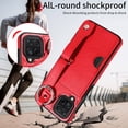 thumbnail image 5 of Allytech Wallet Case for Samsung Galaxy A12, [Card Slot] [Ring Buckle] [Adjustable Wristband with Snap Buckles] Premium PU Leather Kickstand Shockproof Case Cover for Women Men - Red, 5 of 10