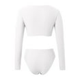thumbnail image 4 of Huowey Womens Swimsuits Crop Tops High Waisted Bikini Set Rash Guard Bathingsuit Long Sleeve Swimwear Vacation Beachwear Honeymoon Cruise Trendy Wear, 4 of 5