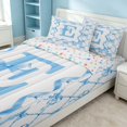 thumbnail image 2 of Erosebridal Monogrammed E Zipper Twin Comforter Sets with Fitted Sheet and 2 Pillowcases, Cartoon Bowknot Zipper Bedding Set, Stars Reversible, Baby Blue, Stars Reversible, 2 of 7