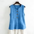thumbnail image 7 of Qwertyu Cotton Linen Tank Tops for Women V Neck Button Down Shirts Lightweight Breathable Summer Casual Sleeveless Blouses 2026 Blue 2XL, 7 of 7