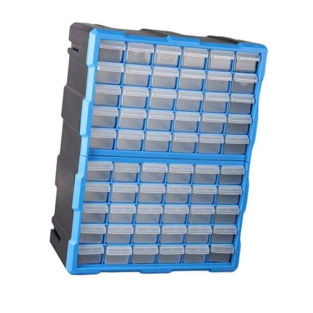 Organizador de piezas de 60 cajones, caja de clasificación de almacenamiento de herramientas, clavos, 60 rejillas, armario artesanal multifuncional, Azul