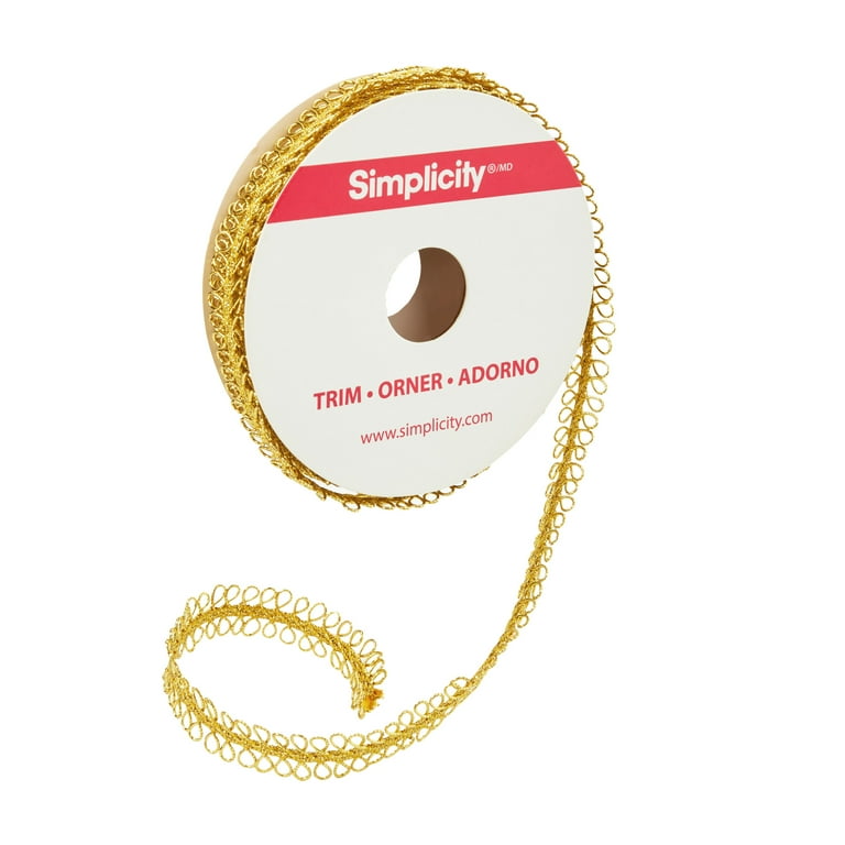 Simplicity Trim, Gold 1/2 inch Double Loop Gimp Trim Great Simplicity Trim, Gold 1/2 inch Double Loop Gimp Trim Great