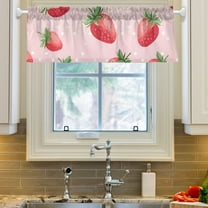 Ryvnso Strawberry Fruits Window Valance Kitchen Farmhouse Rod Pocket Short Curtain 54x18 inch