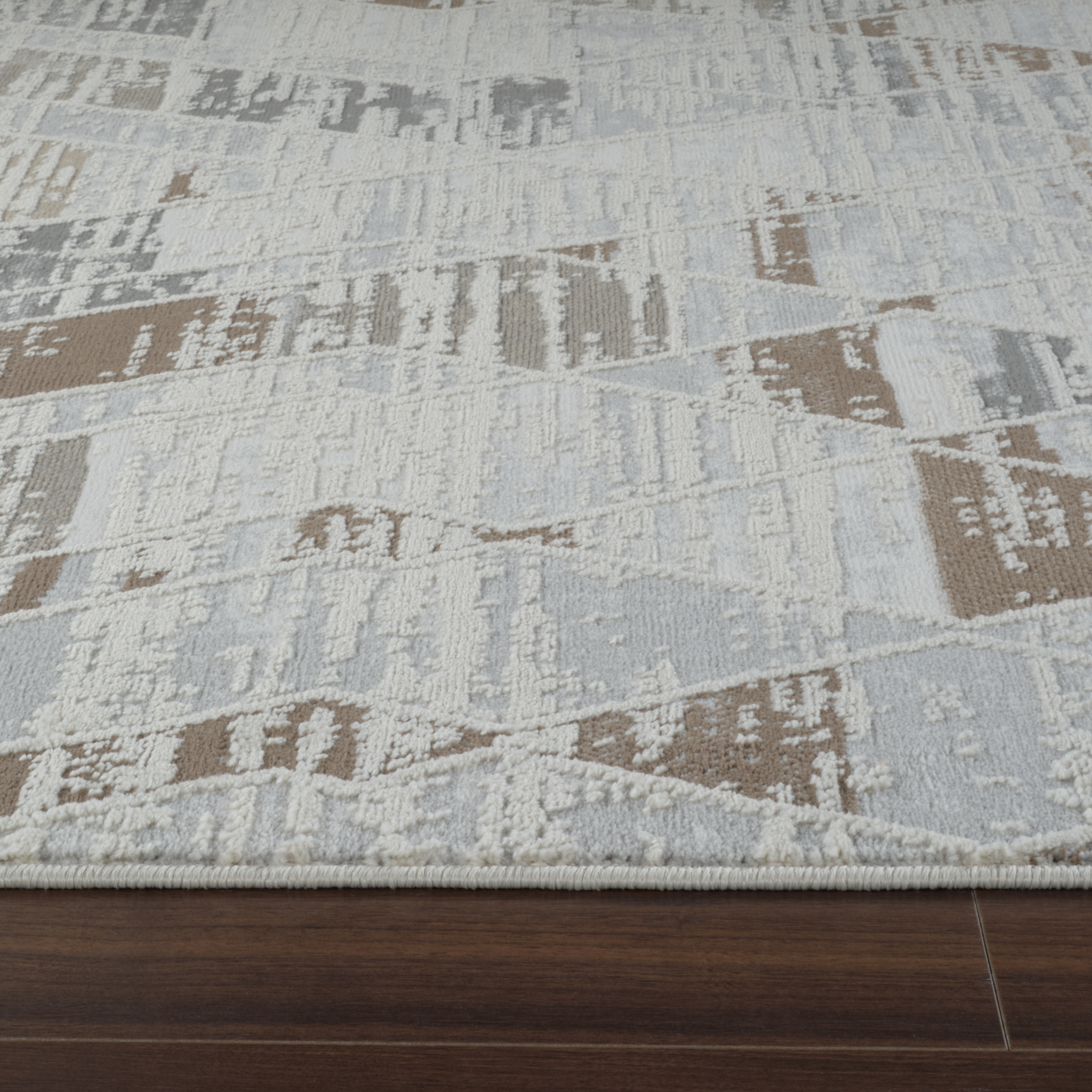 Tapis d'interieur abstrait Rug Branch Nomad, beige marron, moderne - Salon, chambre, salle a manger et cuisine
