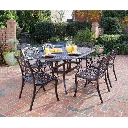 Home Styles Biscayne 72 Oval Dining Set Cast Aluminum 7 Piece Rust Bronze Walmart Com Walmart Com