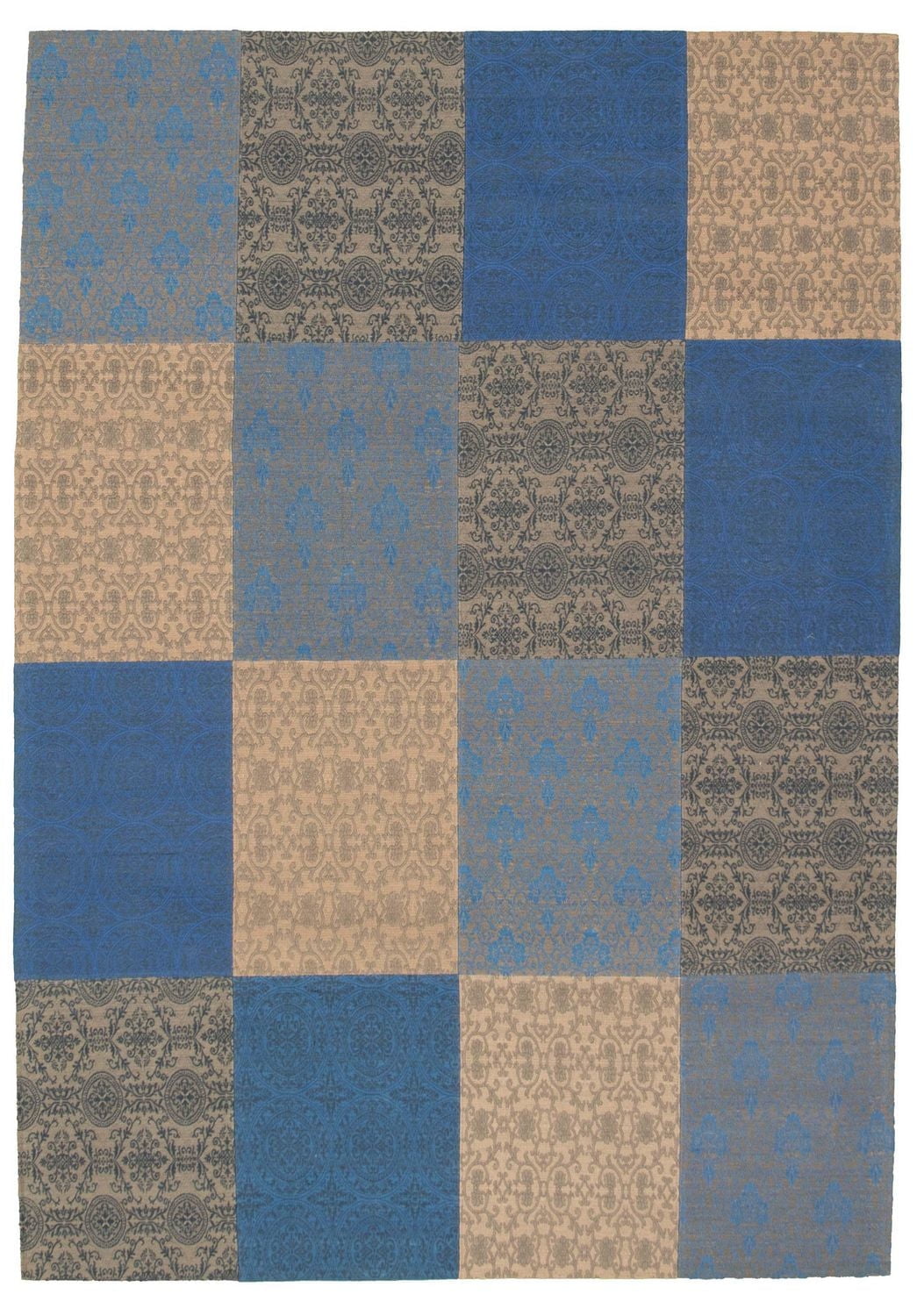 ECARPETGALLERY 6'8" x 9'9" Transitional Collage Handmade Area Rug for Living Room, Dining Room and Bedroom in Blue