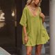 thumbnail image 4 of Trajes Casuales para las Mujeres de Verano Oversized Camiseta Romper, Cuello en V Camisetas de Mitad de Manga con Bolsillos Ropa de Playa, 4 of 9