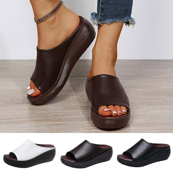 Jacenvly 2024 New Summer Ladies Women Flat Thick Soled Shoes Fashion Casual Roman Sandals Black Sandals for Women