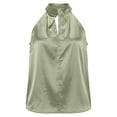 thumbnail image 4 of yillto Women Satin Tank Blouse Mock Neck Sleeveless Dressy Blouses Pleated Work Shirts Business Casual Outfit, 4 of 6