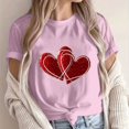 thumbnail image 2 of WREESH Womens Graphic Tshirt Valentine's Day Heart Printed Short Sleeve Tees Tops for 2025 Fashion T-Shirts Pink, 2 of 5