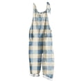 thumbnail image 2 of Frostluinai Wide Leg Jumpsuits for Women Sleeveless Linen Overalls Adjustable Straps Striped Jumpers Plus Size Color Block Rompers with Pokcet, 2 of 5