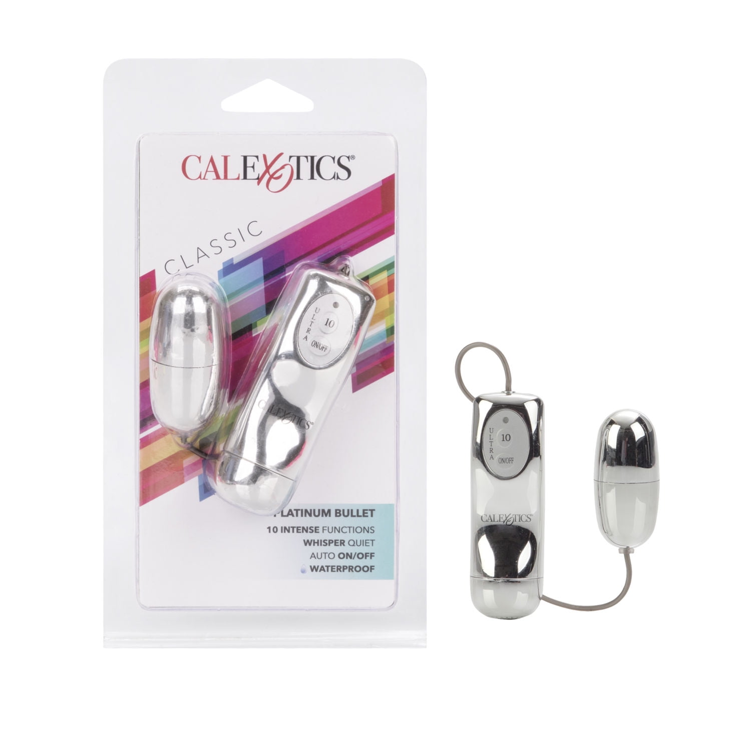 CalExotics Extreme Platinum 10-Function Power Bullet Whisper Quiet Vibrator - Silver