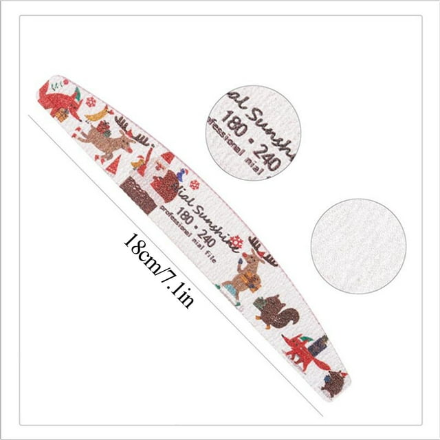 Heliisoer Christmas Theme Printed Nail File Washable Double-sided Polishing Strip