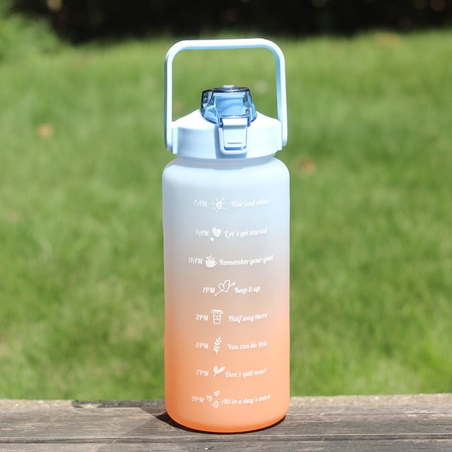 Botella de Agua de 2 Litros, Botella de Agua Motivacional de Gran Capacidad, con Pajita y Marcador de Tiempo, Botella con Asa, a Prueba de Fugas para Gimnasio, Viajes, Escuela y Deportes ER