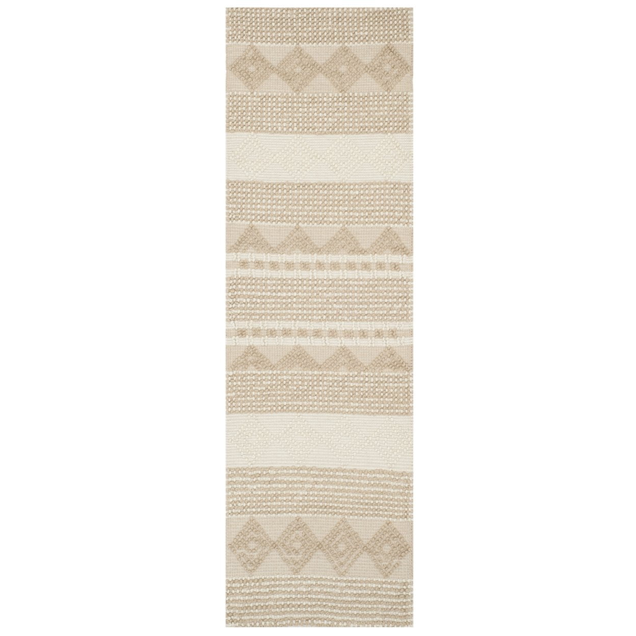 SAFAVIEH Natura Carly Geometric Braided Wool Runner Rug, Beige/Ivory, 2'3" x 14'