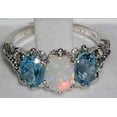 thumbnail image 4 of LBG 925 Sterling Silver Natural Opal and Blue Topaz Womens Anniversary Ring - Size 10.25, 4 of 4
