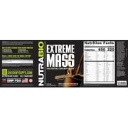 NutraBio Extreme Mass Gainer Protein Powder 53G Protein Clean Weight Gainer Chocolate Flavor 1-Count 6 lbs