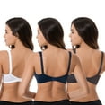 thumbnail image 2 of Curve Muse Plus Size Minimizer Unlined Wireless Bra with Lace Embroidery-3Pack-White,Navy,Gray-48DD, 2 of 6