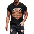 thumbnail image 1 of Qertyioot Liquidation d'Été T-Shirt/haut d'Été pour Homme à Col Rond Imprimé Ventre de Porc Décontracté à Manches Courtes Col Rond, 1 of 3