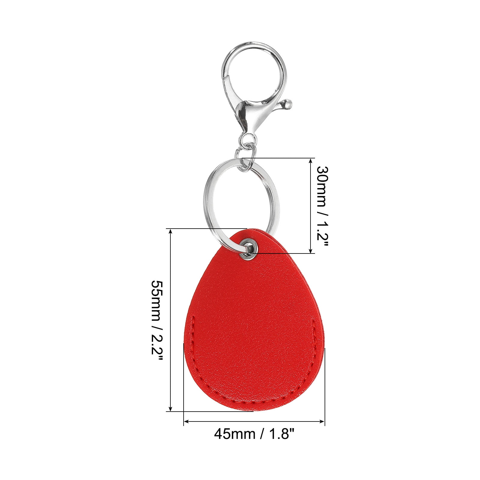 Unique Bargains Leather Key Fob, PU Leather Key Fobs with Key Rings Keychain Holder Red