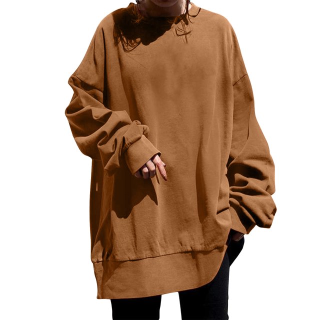 Timegard Sweatshirts for Women Plus Size Crewneck Pullover Drop Shoulder Long Sleeve OversizedTops