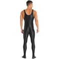 thumbnail image 2 of iEFiEL Mens Sleeveless Glossy Full Body Bodysuit Leotard Sports Fitness Jumpsuit, 2 of 7
