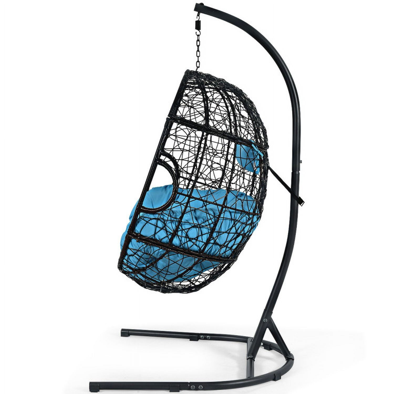 Aimee Lii Hanging Cushioned Hammock Chair with Stand, Patio Swing Chair, Blue