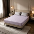 thumbnail image 4 of Quilted Waterproof Bed Cover Set - Ice Silk Mattress Protector, Breathable Cooling Topper, Purple, JKODE, 4 of 6