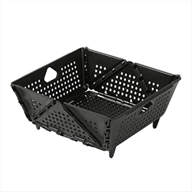 Colador Plegable de Plástico - Cesta de Drenaje Plegable con Patas de Apoyo - Colador de Alimentos de Cocina - Negro Que Ahorra Espacio
