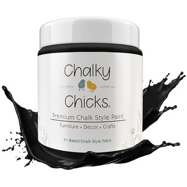 Chalky Chicks 32 Fl Oz Matte Starless Night Black Chalk Paint for Furniture Without Sanding - No Prep Furniture Paint No Sanding All in One for Crafts, Wood, Cabinet, Walls, Metal, Dresser, Farmhouse