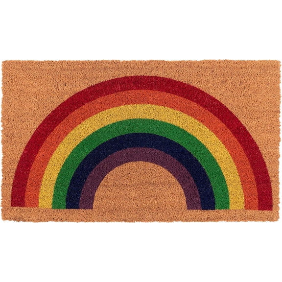 KAF Home Rainbow Coir Doormat, 17 x 30 in, Heavy-Duty Door Mat with Non-Slip Backing