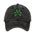 thumbnail image 2 of St. Patrick Hat St. Patrick Caps St. Patrick Merch St. Patrick Stuff Clover Hat Unisex St. Patrick's Day Shamrock Graphic Vintage Hat Casual Baseball Cap, Black, 2 of 3