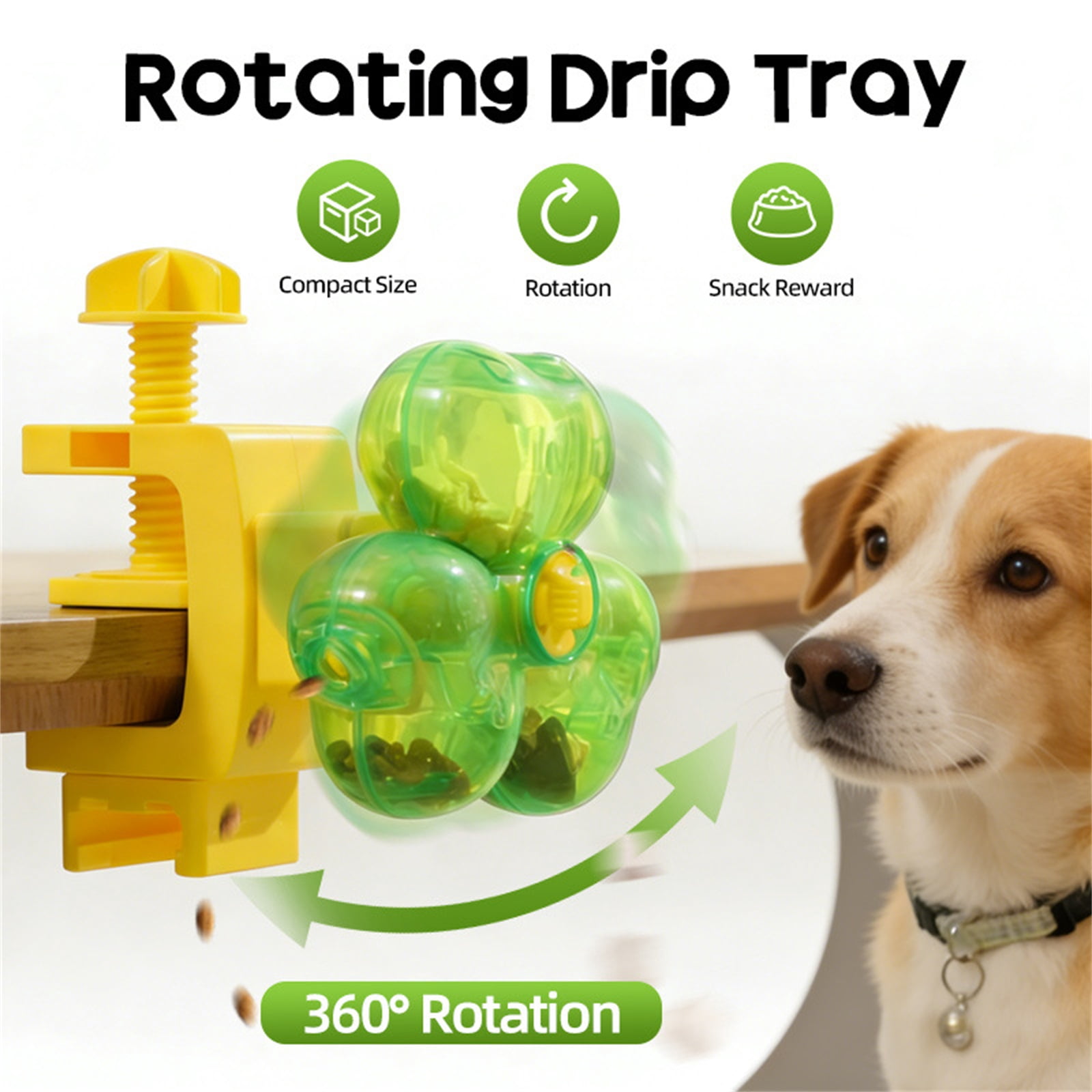 Interactive Toys for Cats, Interactive Puzzle Toys for Dogs, 3.5 in Treat Holding, Cat Puzzle Feeder, Mental Stimulation, Crate Attachable, Green, 1 Pc