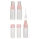 thumbnail image 4 of Kit de botellas de viaje transparentes a prueba de fugas, vacías, portátiles, para loción, crema y champú, color rosa, 4 of 14