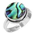 thumbnail image 1 of 925 Silver Ring For Women - Teens Multicolor Real Abalone Shell Stone Silver Ring Size 5 Elegant Silver Ring Size 5 Gift For Wife On Halloween 925 Silver Jewelry With Gemstone, 1 of 6