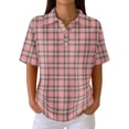 thumbnail image 2 of Women's Waffle Golf Polo Shirts Summer 2026 Striped Short Sleeve T-Shirt Casual Tennis Work Athletic Tops Pink XXL, 2 of 8