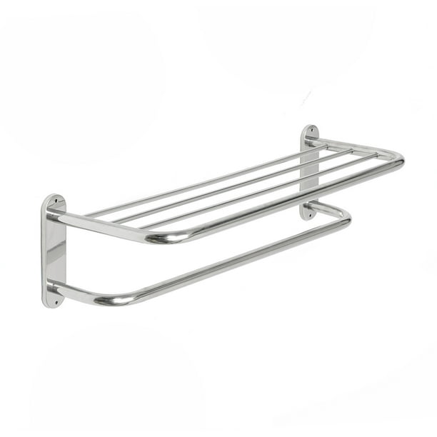 White 3 Tier Wall Shelf With Chrome Metal Rails - Wall Design Ideas