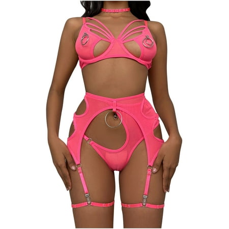 

Ozmmyan Sexy Lingerie for Women Plus Size Lace Sheer Lingerie Sets with Garter Belt Lace Teddy Babydoll Bodysuit for Women Naughty for Play Gift on Clearance