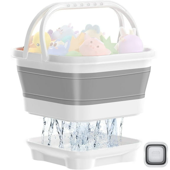 LC-dolida Bath Toy Storage Organizer, Foldable Bathtub Toy Holder Storage with Removable Base for Draining Drying, Bathroom Shower Toy Holder Baby Bath Toy Basket for Easy Storage (Gray)