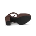 thumbnail image 5 of BLISSFUL STEP Women's Pumps Block Heels Platform Strappy Lace up Pumps Coffee 7, 5 of 8