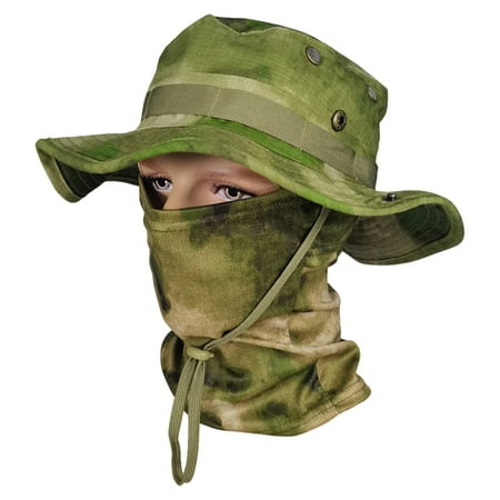 AQRS Hiking Hat Cooling Neck Gaiter Face Visor Boonie Hat Set Hiking Sunscreen Hat with Denim Buttons Breathable Waterproof Fishing Hat for Fishing Hiking Camping