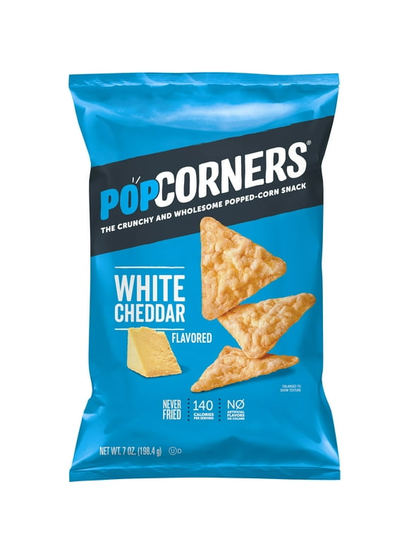 PopCorners Popped Corn Chips, White Cheddar, 7 oz Bag