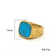 thumbnail image 4 of VIVIDELLE Vintage Carved Pattern Plated with 18K Gold Inlaid Turquoise Rings Size 7-13-10-White turquoise, 4 of 7