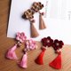 thumbnail image 4 of EeaseMX par de pinzas para el pelo con forma de flor y campana de pato para niñas, con borlas, accesorios chinos para el cabello (rojo), 4 of 8