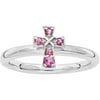 Pink Tourmaline Sterling Silver Rhodium Cross Ring