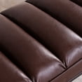 thumbnail image 4 of Upholstered Tufted Long Bench, Bedroom End of Bed Bench, PU Rectangular Bench with Metal Legs, Indoor Ottoman Entryway Shoe Bench for Living Room Hallway, Dark Brown, 4 of 7
