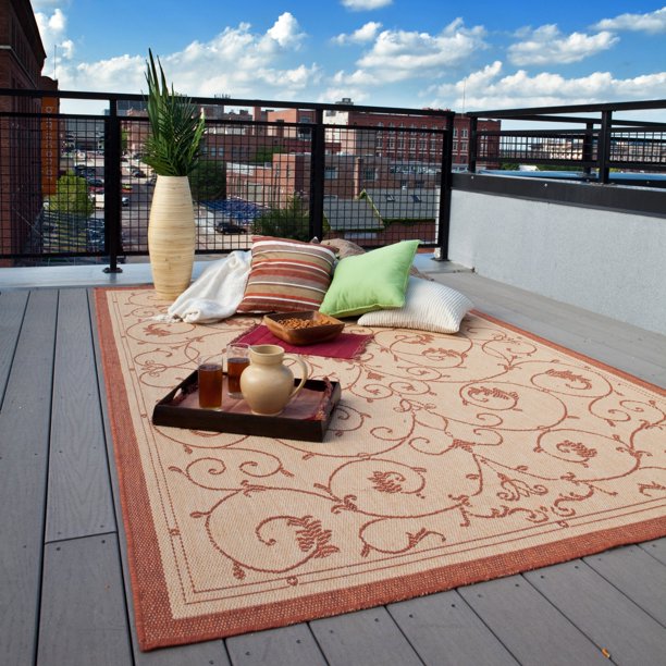 Couristan Recife Veranda Indoor/Outdoor Area Rug - Natural/Terra Cotta ...