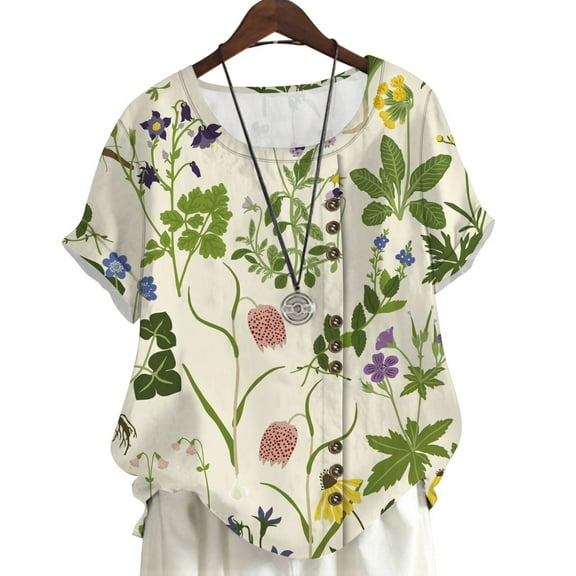 CLOOCL Women Blouse Tops Plants and Flowers 3D Printed Shirts Oversized T-shirt