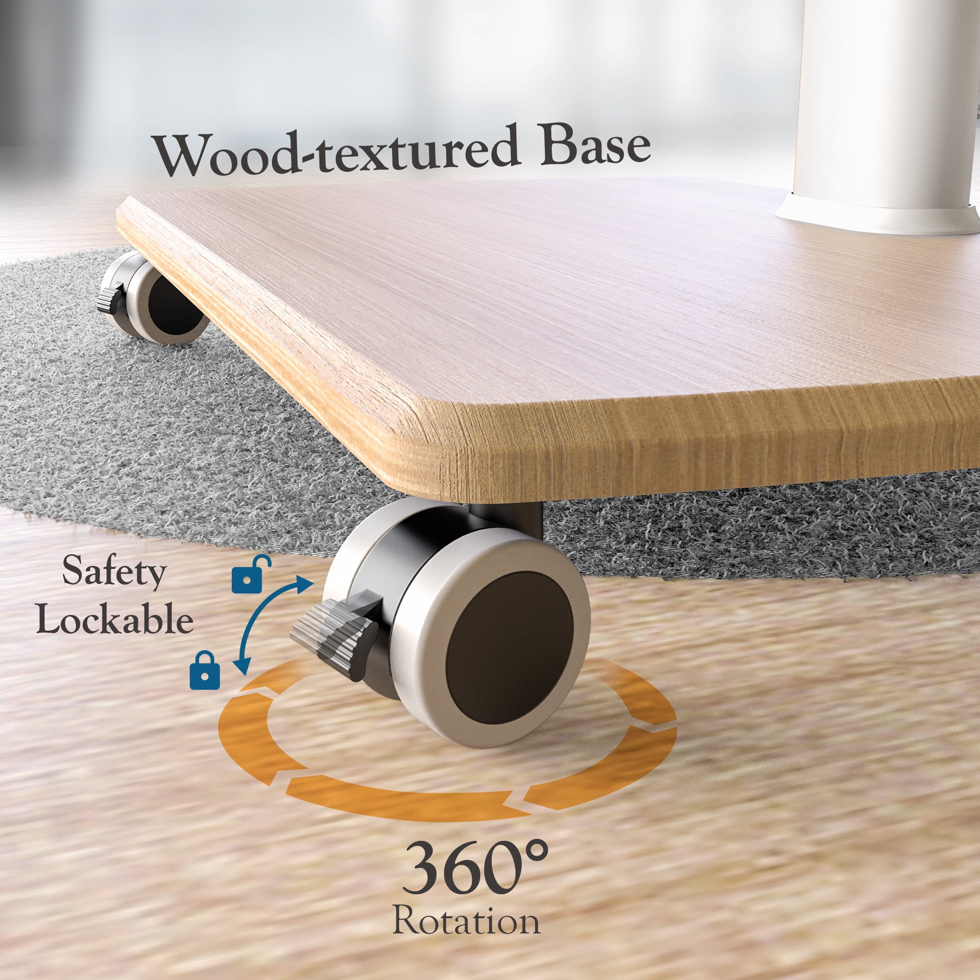 FITUEYES Modern Rolling TV Stand with Wheels for 32 - 65 inch TVs,Mobile TV Stand with Power Outlets and Two Shelf,Hold up to 88 lbs,White