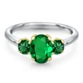 thumbnail image 3 of Gem Stone King 10K Two Tone Gold Green Nano Emerald Engagement Ring for Women | 1.35 Cttw | Oval 8X6MM | Gemstone May Birthstone | Size 8, 3 of 6